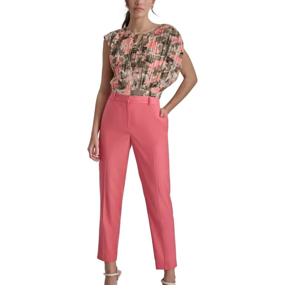 DKNY Coral Mid Rise Straight Leg Ankle Cropped Pants Size 2 NWT Career Work